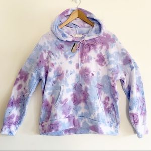 Free People Movement Purple & Blue Tie Dye - Work It Out - Hoodie Small